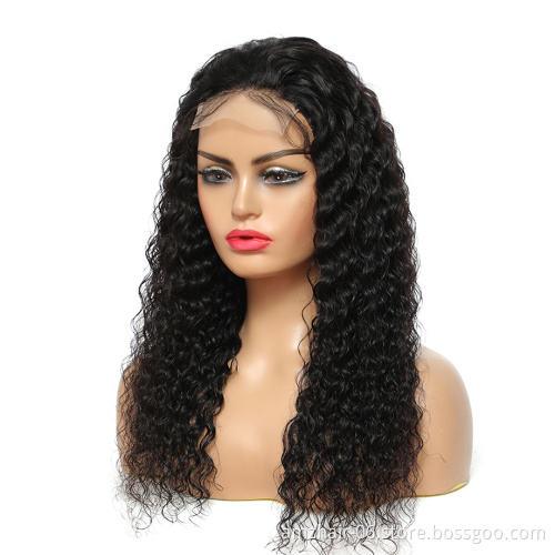 Supplier 100%Peruvian Young Girl Virgin Lace Wig Deep Wave 4X4 Lace Closure Human Hair Wig Pre Plucked Baby Hair For Black Women